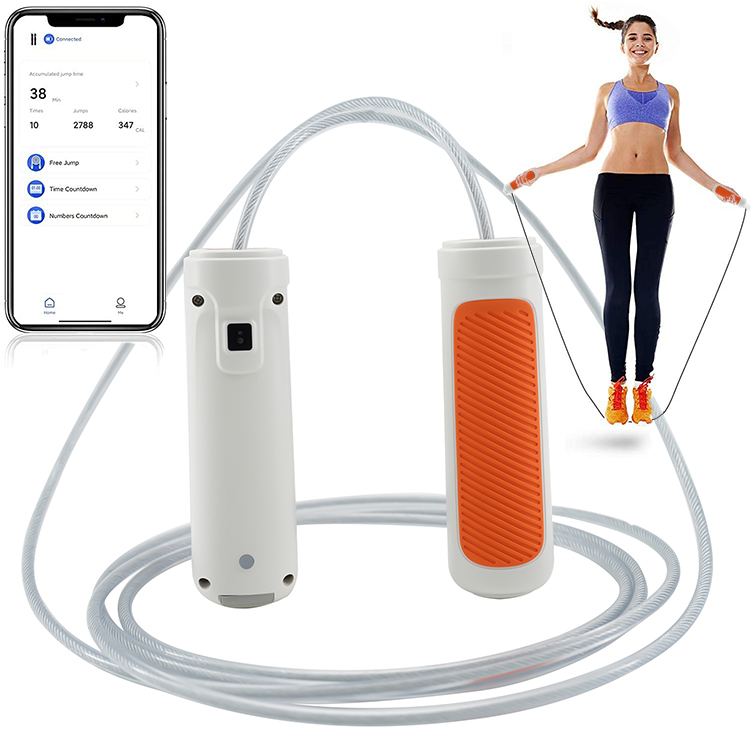 Alcance el objetivo de acondicionamiento físico con la APLICACIÓN Nuestra cuerda de saltar para acondicionamiento físico se puede conectar con nuestra APLICACIÓN que puede analizar y rastrear fácilmente sus datos de entrenamiento periódicos.Puede comprender el tiempo de salto, el número total de saltos, las calorías quemadas y los enredos para alcanzar su objetivo de acondicionamiento físico en cualquier momento.