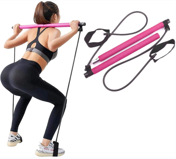 Ejercicio de cuerpo completo La banda de resistencia de pilates se puede usar para realizar muchos tipos diferentes de ejercicio (parte superior e inferior del cuerpo), desarrollar músculos, perder peso y moldear los brazos, los abdominales, las piernas y los glúteos, al mismo tiempo que realiza ejercicios cardiovasculares.