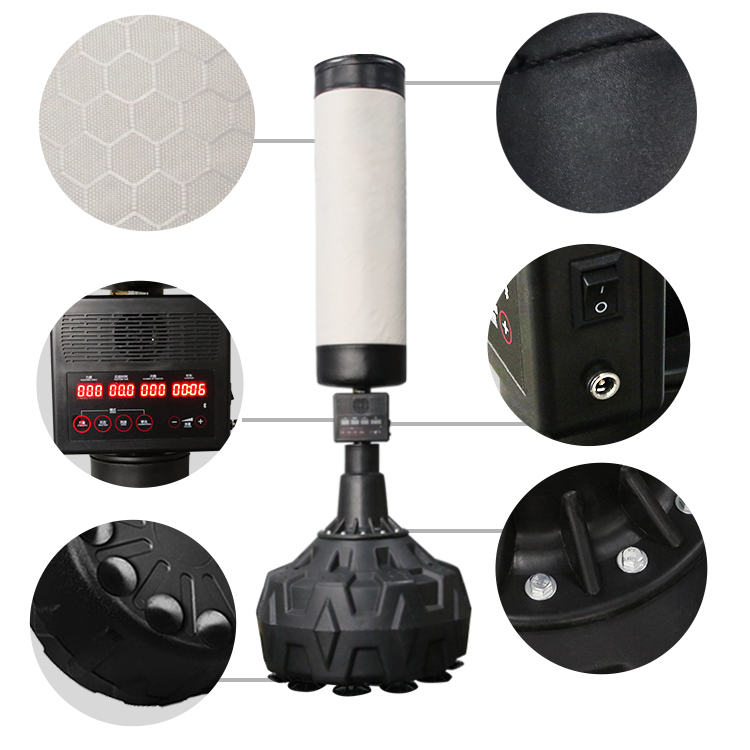 Relleno Para que el chasis sea más estable y no se mueva debido a la fuerza excesiva durante el boxeo, recomendamos llenar la base con arena.Además, si usa un saco de boxeo en superficies resbaladizas, las ventosas agregan estabilidad.